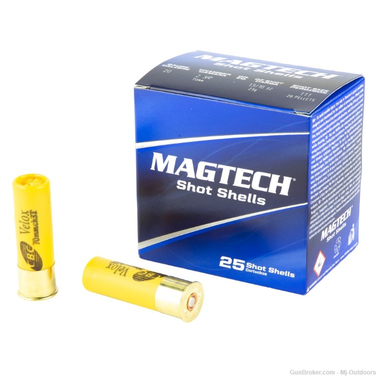 Magtech 20GA Shot Shell: 2.75", 26 Lead Pellets, High Velocity 250rds-img-2