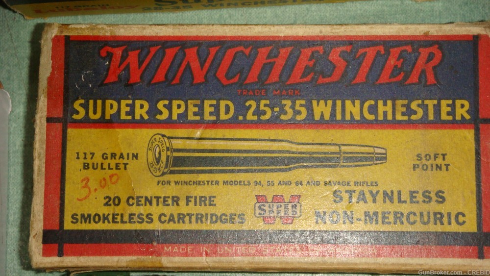 Winchester 25-35 Soft Point  Ammo Circa 1930's -1940's-img-0