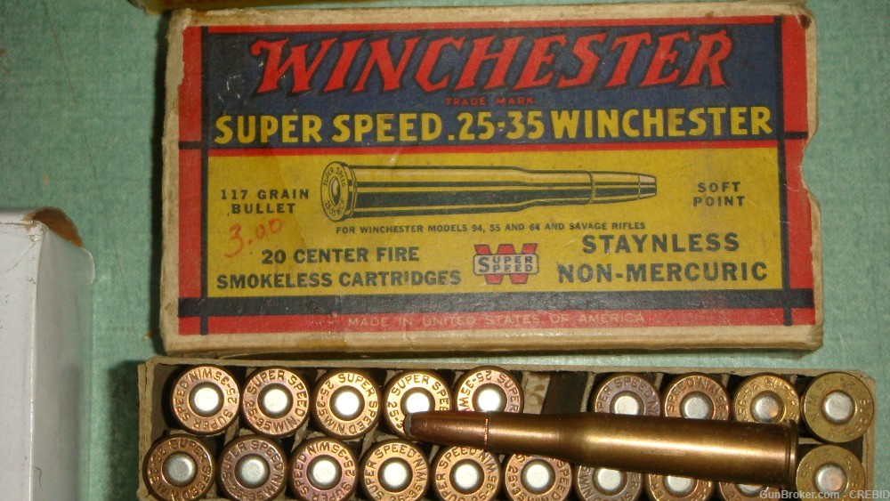 Winchester 25-35 Soft Point  Ammo Circa 1930's -1940's-img-1