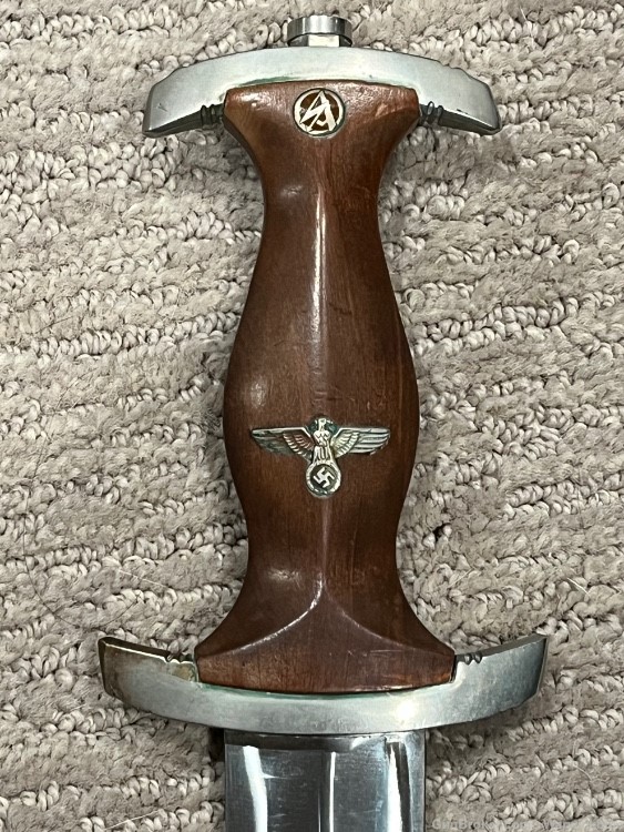 German WW2 Brown SA Dagger w/Early RARE Maker, Anodized Scabbard, NR-img-9