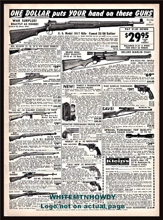 1962 U.S. Model 1917 War Surplus Rifle Marlin 336C Klein's PRINT AD-img-0