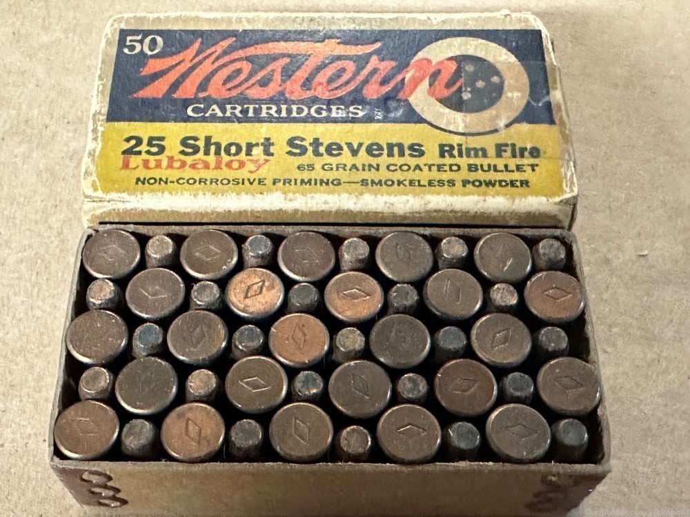 50 rounds of Western 25 Stevens Short rimfire 65 gr LFN ammo-img-0