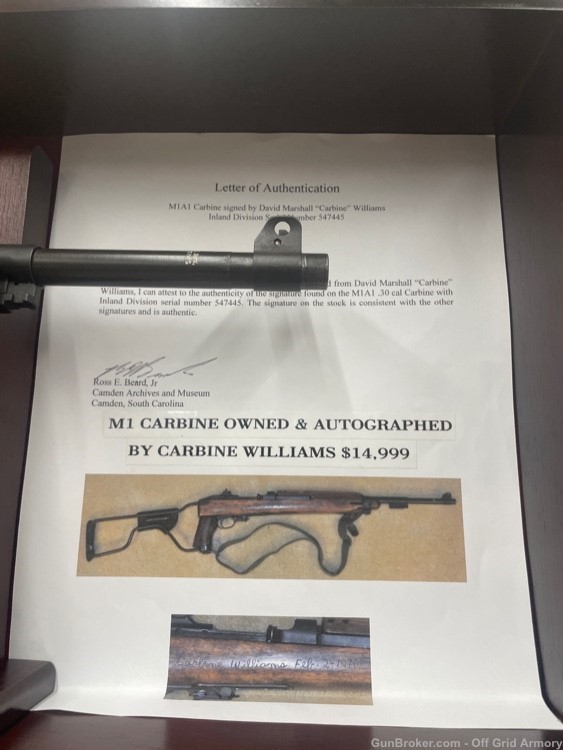 CARBINE WILLIAMS SIGNED AND DATED M1A1 .30 CARBINE -img-15