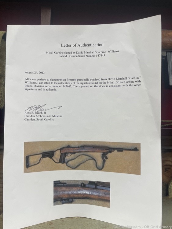 CARBINE WILLIAMS SIGNED AND DATED M1A1 .30 CARBINE -img-9