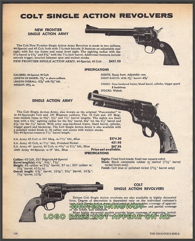 1980 COLT New Frontier, Single Action Army Revolver PRINT AD-img-0