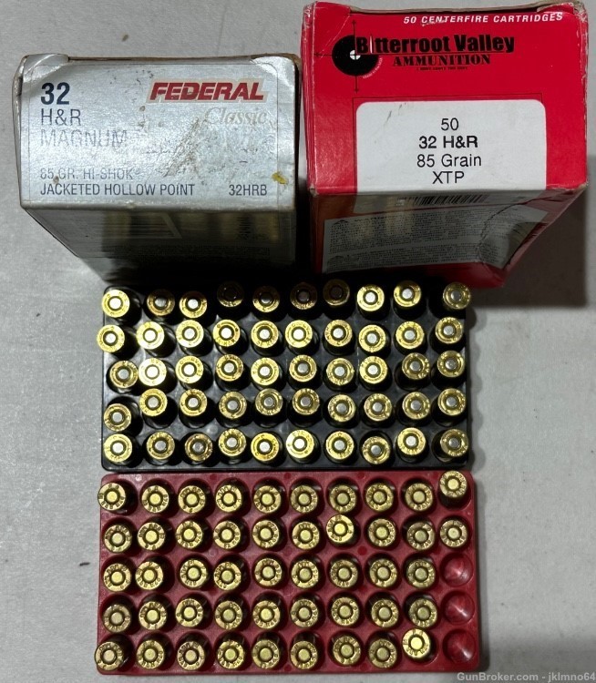 97 rounds of 32 H&R Mag magnum 85gr JHP and XTP  brass cased pistol ammo-img-0