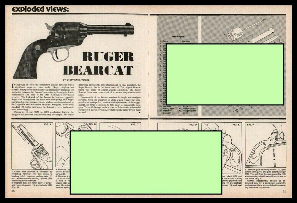 1980 RUGER Bearcat Revolver Exploded Parts List Disassembly Article-img-0