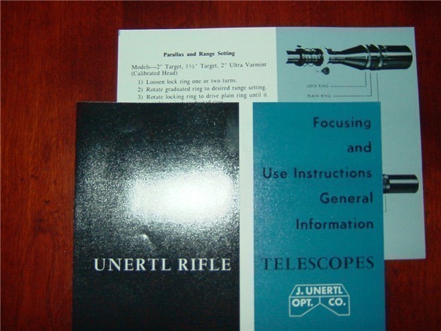 RIFLE SCOPE -J. UNERTL Optical Co. Owner's Manual  -  7"  x  5.25"-img-0