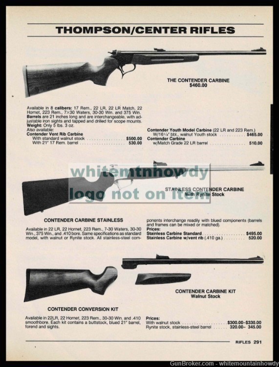 1996 THOMPSON CENTER ARMS Contender Carbine TCA PRINT AD-img-0