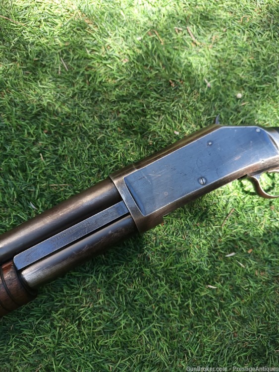 CODY verified 1st Year, 95% BLUE 1897 Winchester SHORT bbl riot SHOTGUN -img-11