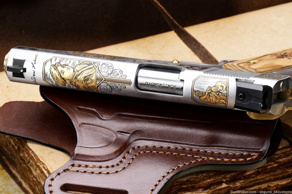 SK CUSTOMS GOLD SERIES 113 of 25 FOUR GUN AUCTION W ENGRAVED MASERIN BLADE-img-14
