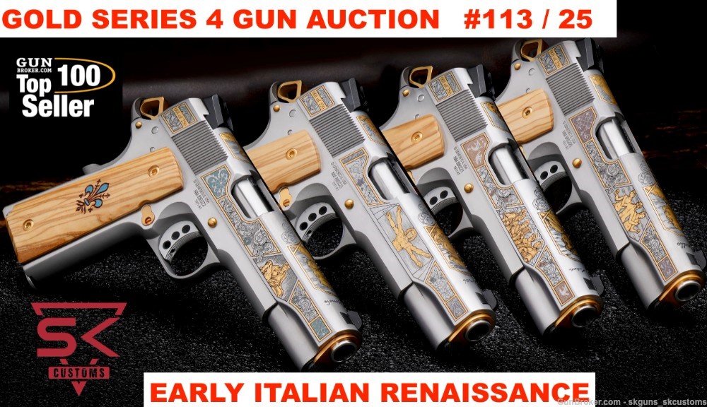 SK CUSTOMS GOLD SERIES 113 of 25 FOUR GUN AUCTION W ENGRAVED MASERIN BLADE-img-0