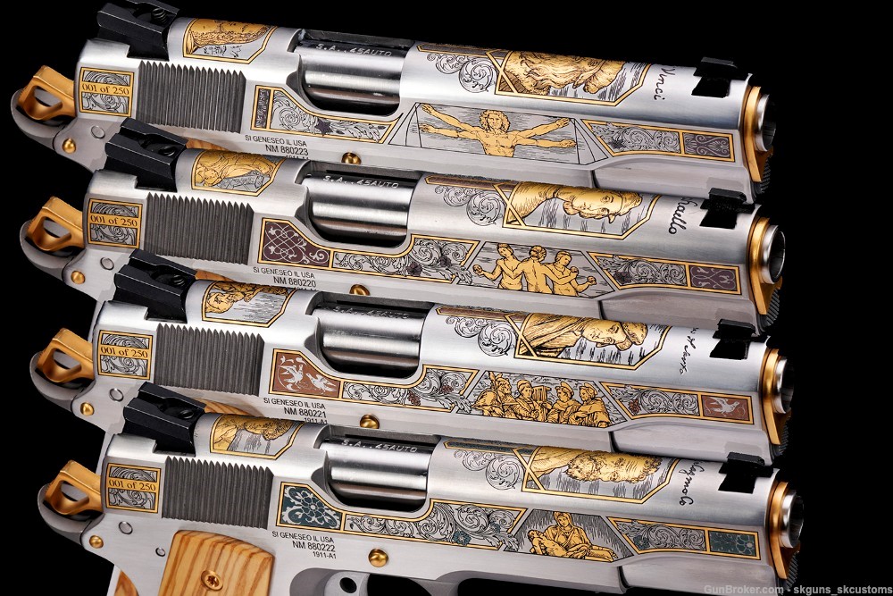 SK CUSTOMS GOLD SERIES 113 of 25 FOUR GUN AUCTION W ENGRAVED MASERIN BLADE-img-1