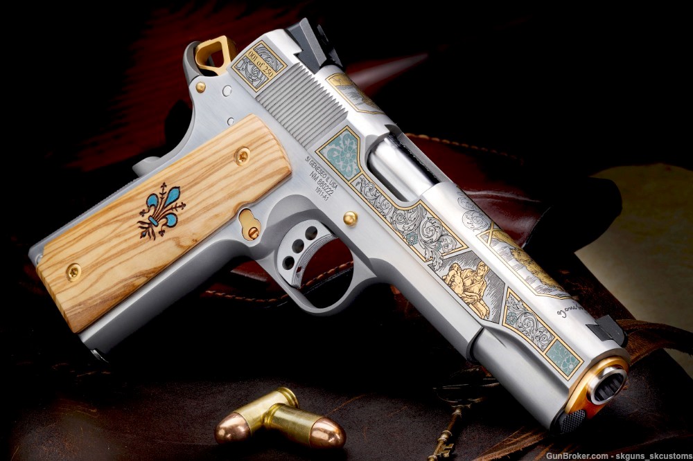 SK CUSTOMS GOLD SERIES 113 of 25 FOUR GUN AUCTION W ENGRAVED MASERIN BLADE-img-4