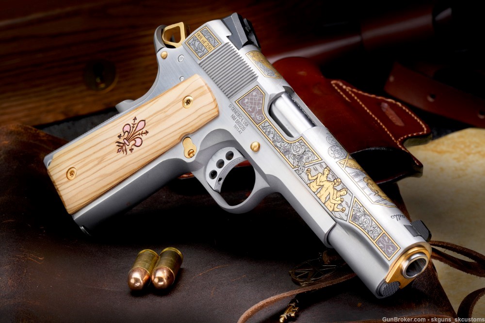 SK CUSTOMS GOLD SERIES 113 of 25 FOUR GUN AUCTION W ENGRAVED MASERIN BLADE-img-7