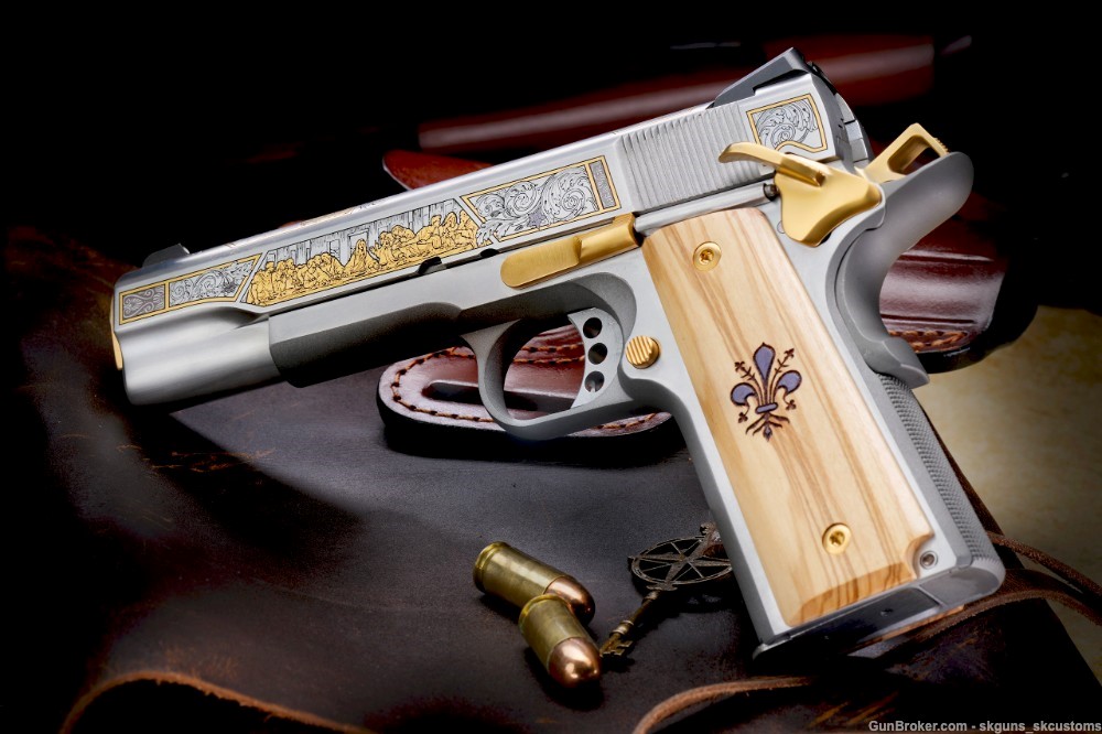 SK CUSTOMS GOLD SERIES 113 of 25 FOUR GUN AUCTION W ENGRAVED MASERIN BLADE-img-9