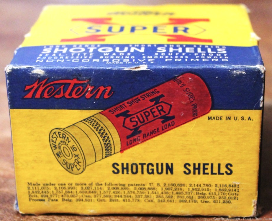 Western Cartridge Super-X 16 Ga. 2 9/16” Shotshells Full Original Box-img-5