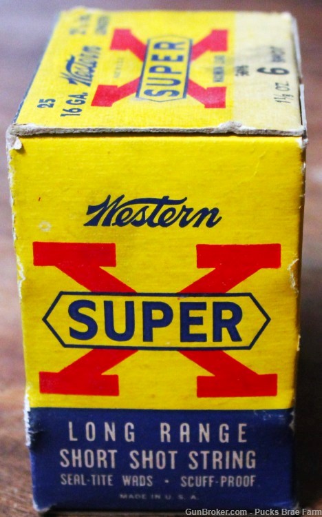 Western Cartridge Super-X 16 Ga. 2 9/16” Shotshells Full Original Box-img-3