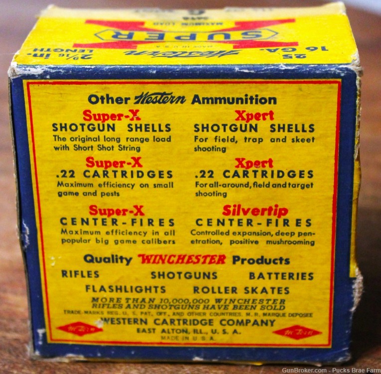 Western Cartridge Super-X 16 Ga. 2 9/16” Shotshells Full Original Box-img-2