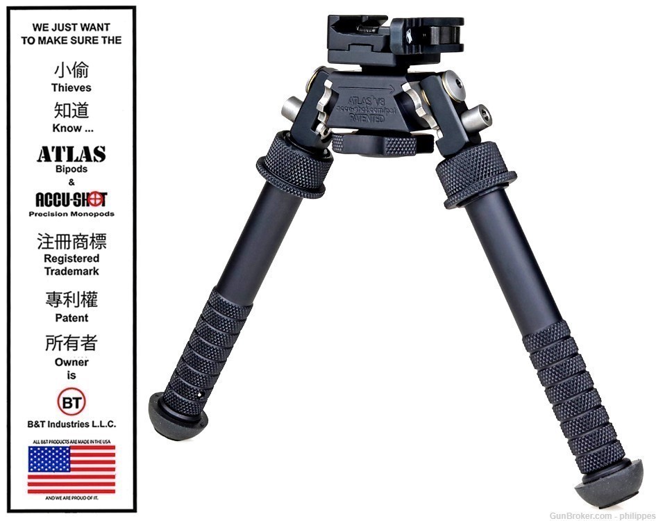 BT10-LW17 V8 Atlas Bipod Standard Height with ADM 170-S Lever-img-0