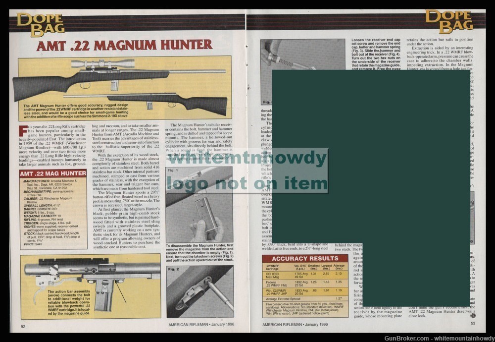1996 AMT .22 Magnum Huntr Rifle 2-page Evaluaton Article-img-0