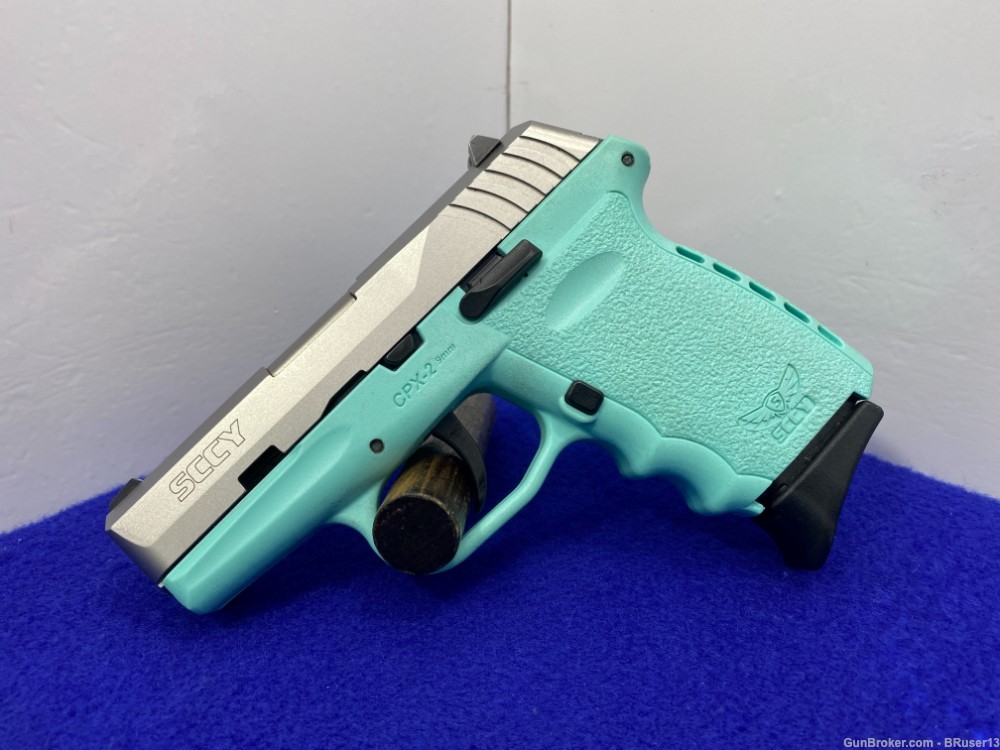 SCCY Industries CPX-2 9mm *GREAT "POCKET PISTOL" W/ROBIN EGG BLUE FRAME*-img-0