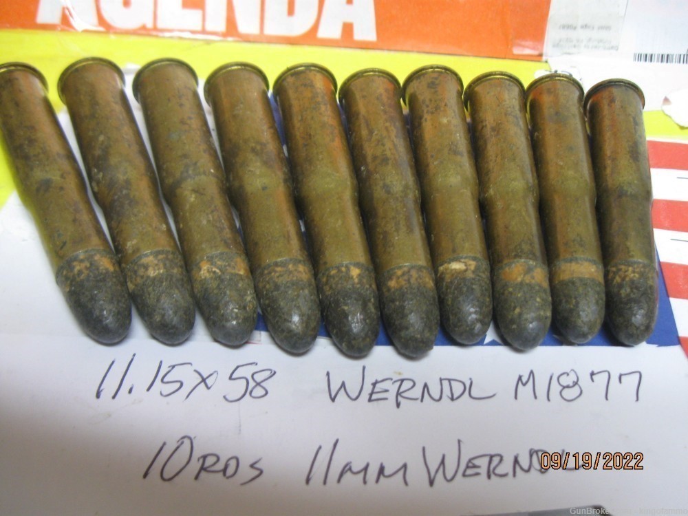 Scarce 10 round orig 11.15x58mm Austrian Werndl Ammo M1877 Mannicher 1886-img-0