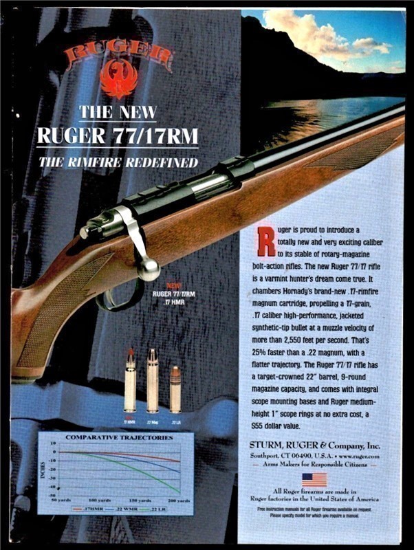2002 RUGER 77/17RM Rimfire Rifle PRINT AD-img-0