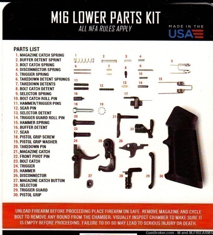 ON SALE! M16 AR-15 Full Auto Parts Kit WITH SEAR LPK AR15-img-1