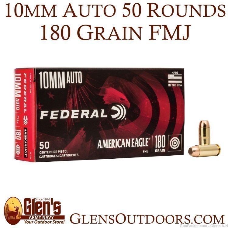 Federal American Eagle 10mm Auto 180gr FMJ 50 Rounds 10 AE10A-img-0