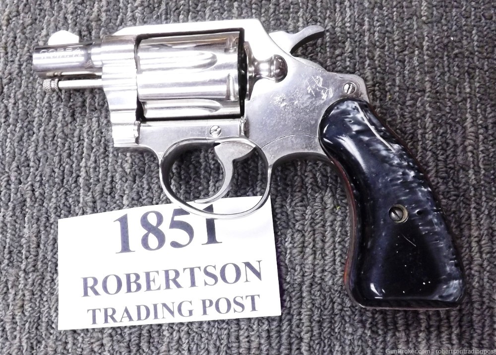 Colt .38 Spl Cobra 2” Nickel Jay Scott Grips 1964 C&R CA OK Revolver -img-0