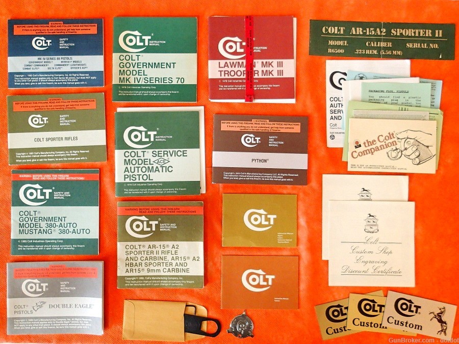 Lot 1 of Original Colt Manuals, paperwork and accessories -img-0