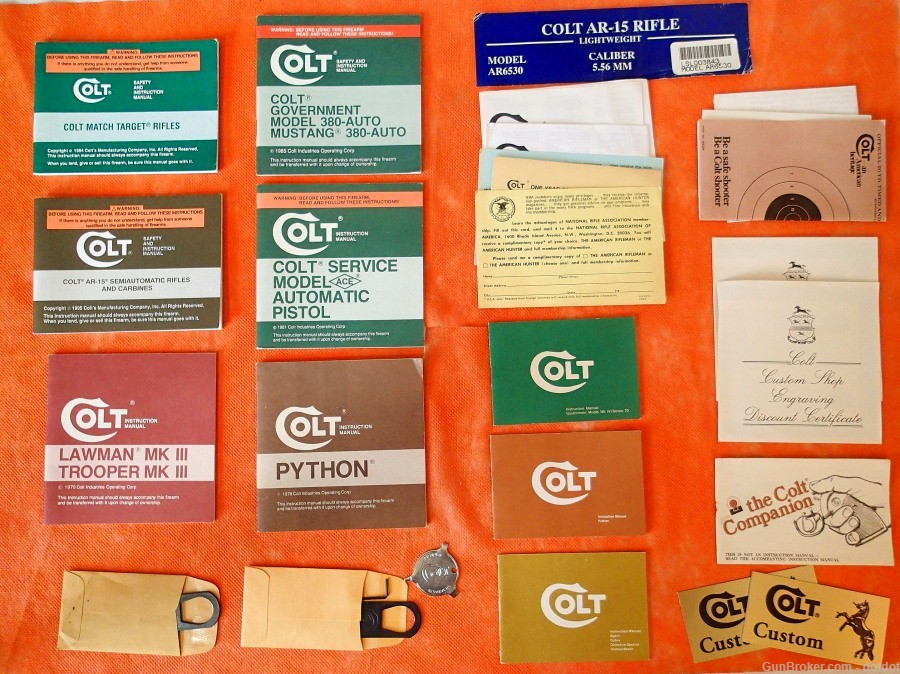 Lot 2 of Original Colt Manuals, paperwork and accessories -img-0