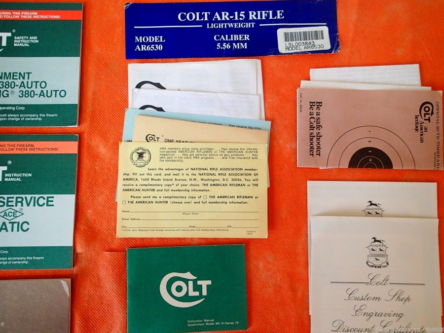 Lot 2 of Original Colt Manuals, paperwork and accessories -img-3