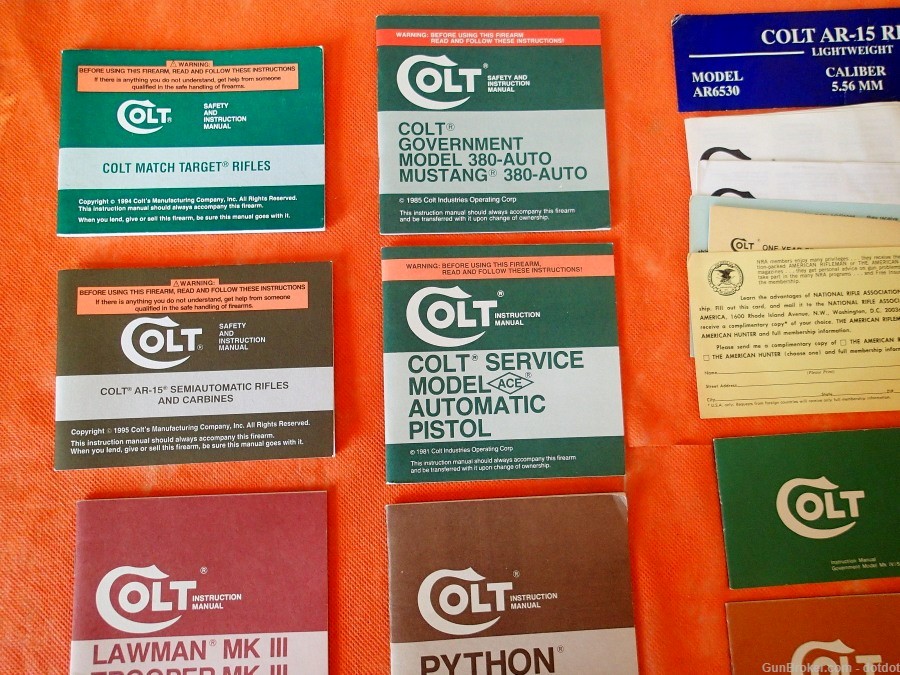 Lot 2 of Original Colt Manuals, paperwork and accessories -img-1