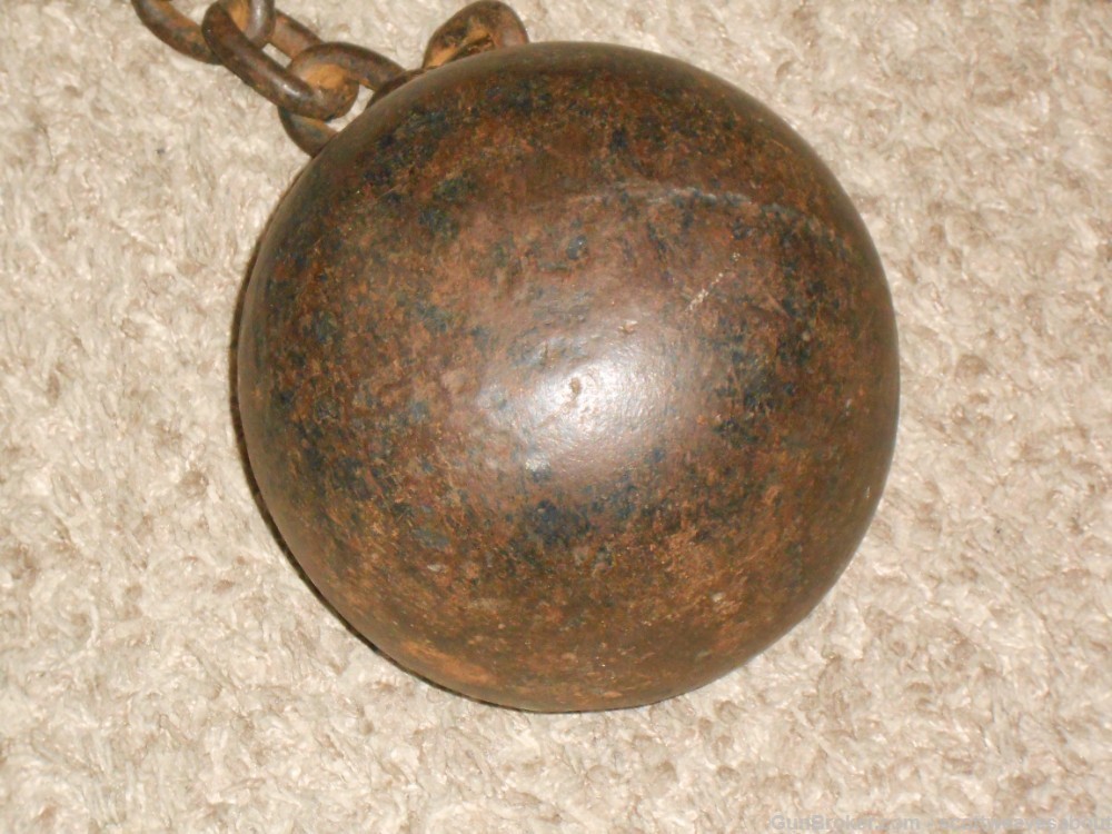 Antique 18th Century Prisoner's Iron Ball & Chain With Ankle Cuff Shackles -img-29