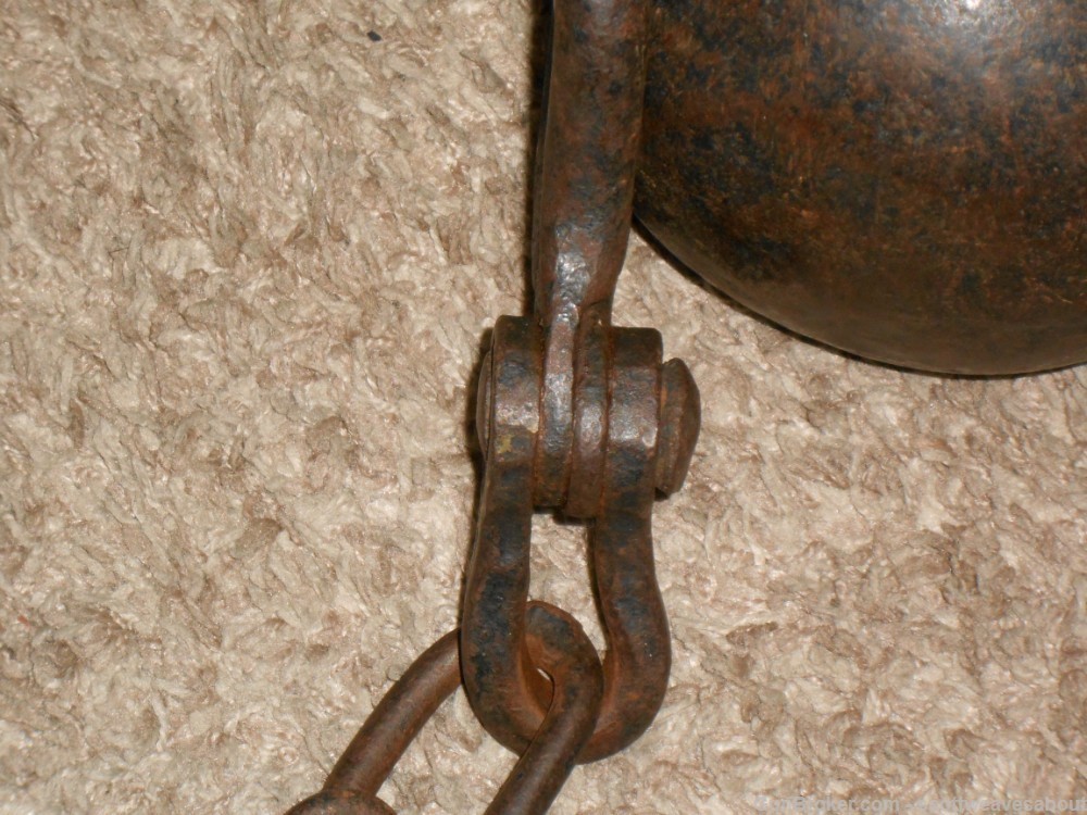 Antique 18th Century Prisoner's Iron Ball & Chain With Ankle Cuff Shackles -img-14