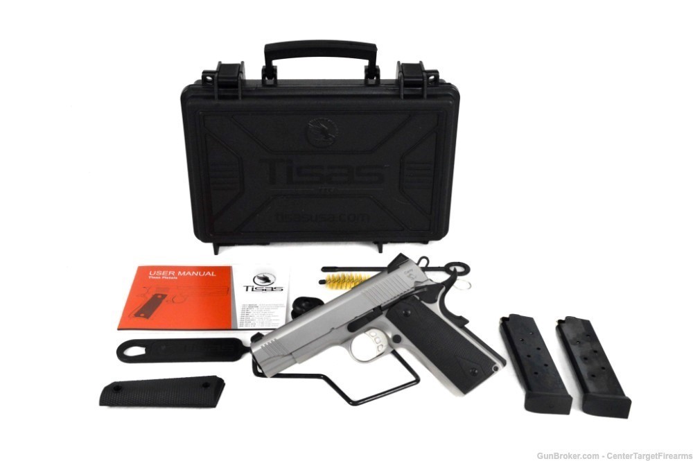 Tisas 1911 Carry SS45 .45 ACP SDS Imports Stainless Steel 4.25" Barrel -img-1