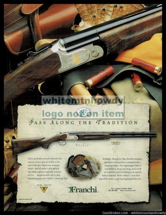 2002 FRANCHI Veloce Shotgun Original PRINT AD-img-0