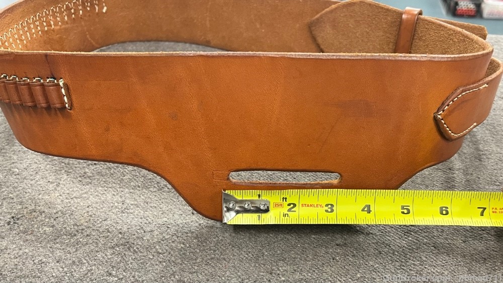 Western Style Leather Gun Belt 3" RH Amish Made Rimfire Cartridge Loops-img-8