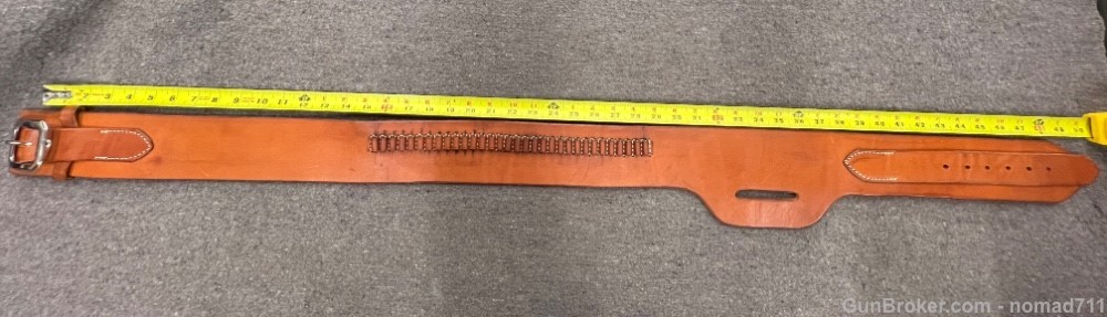 Western Style Leather Gun Belt 3" RH Amish Made Rimfire Cartridge Loops-img-0