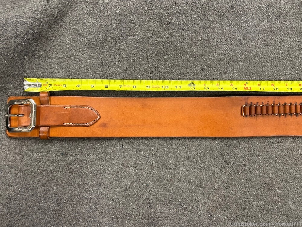 Western Style Leather Gun Belt 3" RH Amish Made Rimfire Cartridge Loops-img-1