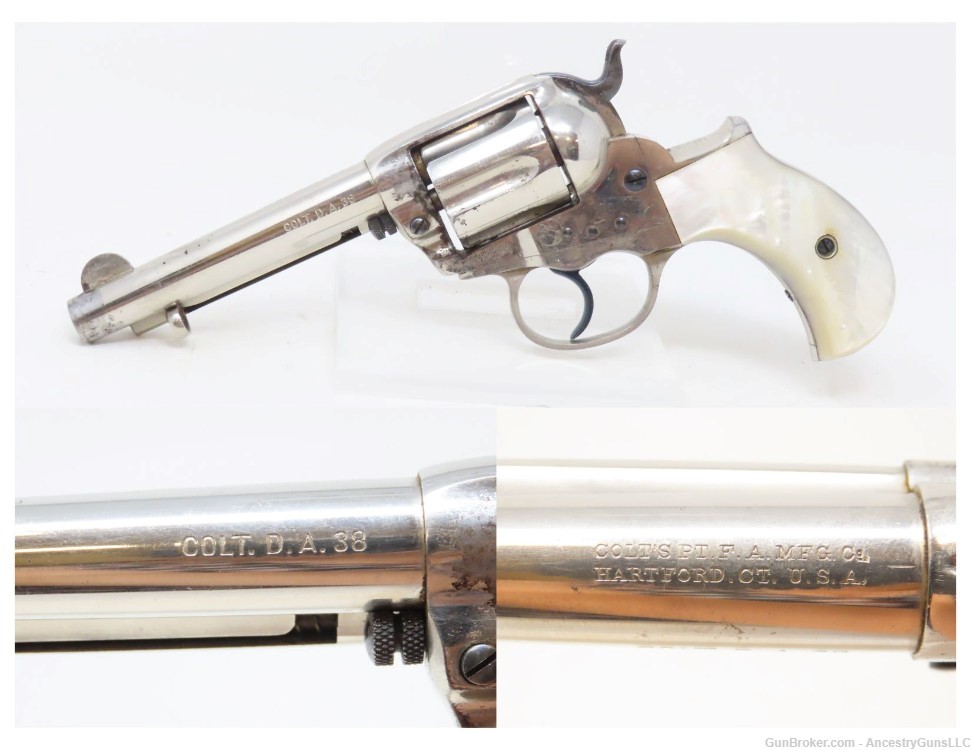 NICKEL & PEARL COLT Model 1877 LIGHTNING .38 Revolver C&R DOC HOLLIDAY 1906-img-0