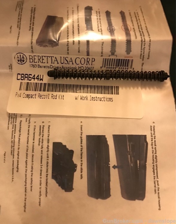 Beretta PX4 Compact 9MM Recoil Spring Assembly * KIT * w/ INSTRUCTIONS-img-0
