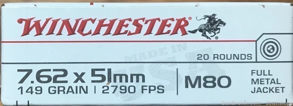 7.62 X 51mm 149 gr M80 FMJ Winchester 20 rds-img-1