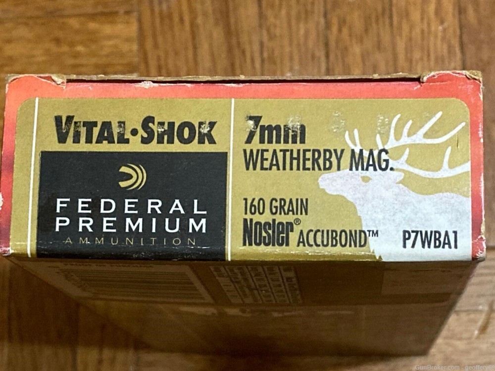 7mm Weatherby Mag Federal 160gr Nosler Accubond Rifle Ammo 20rds P7WBA1-img-1