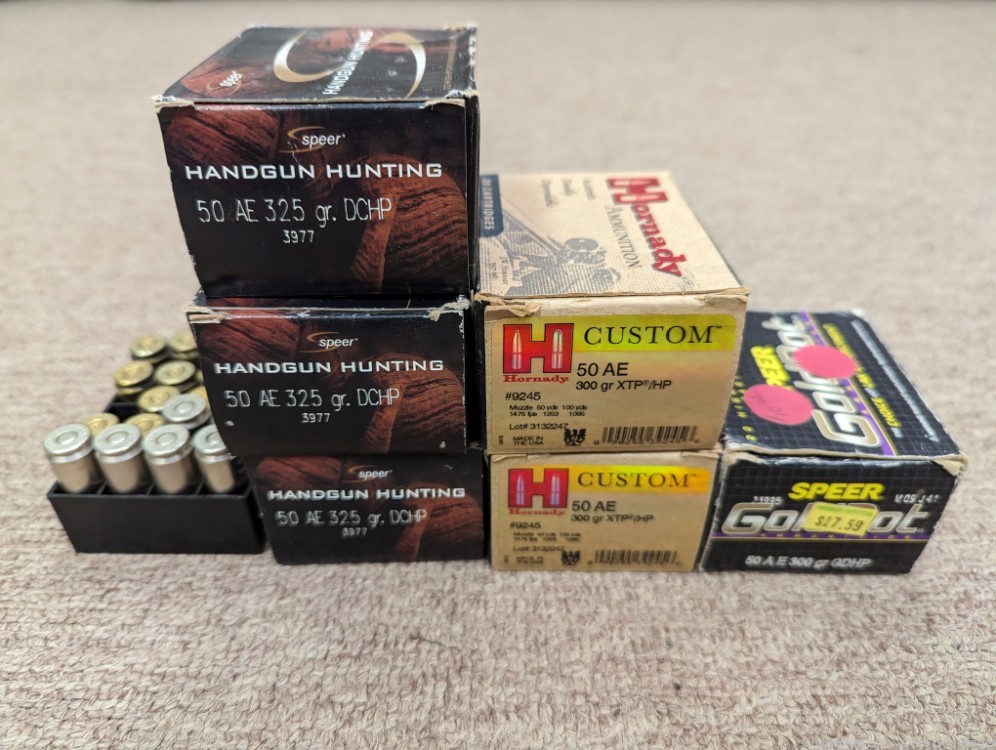 Mixed Lot 118 Rds .50 AE Ammo Hornady Speer 325 300 Gr - FREE SHIP-img-0