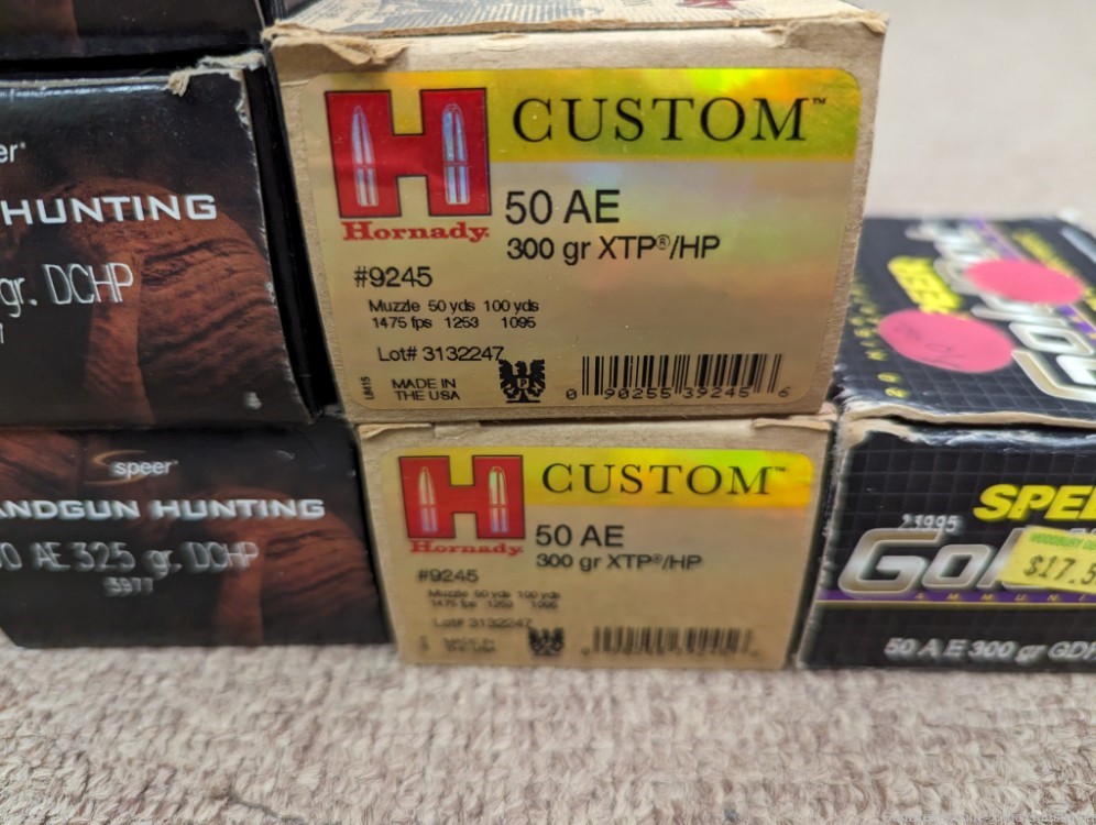 Mixed Lot 118 Rds .50 AE Ammo Hornady Speer 325 300 Gr - FREE SHIP-img-2