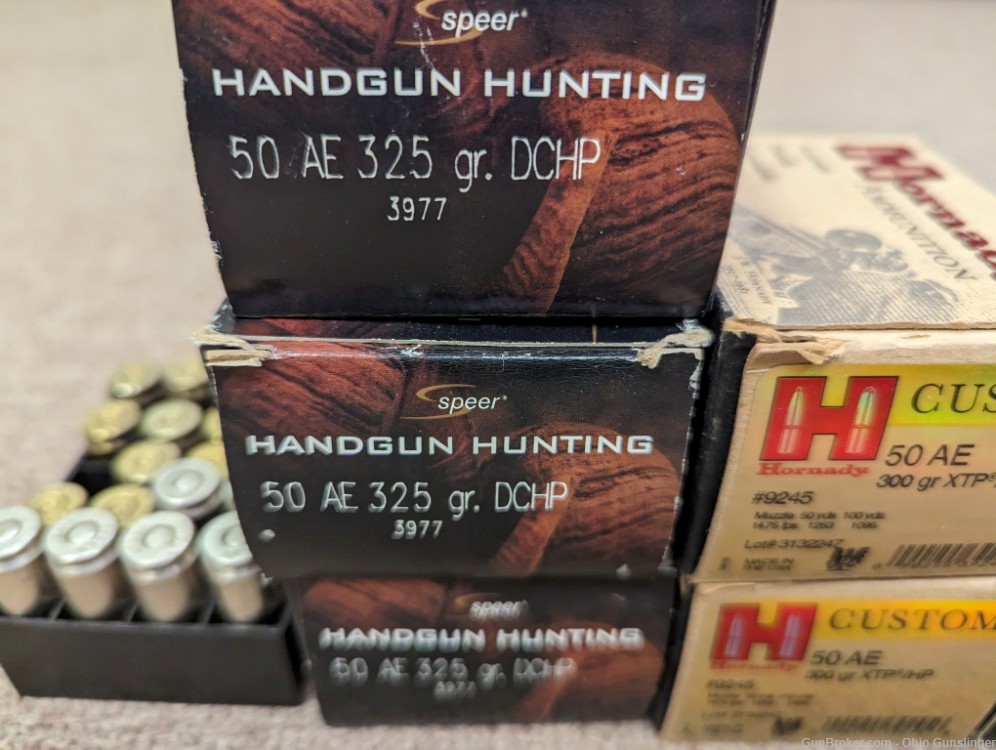 Mixed Lot 118 Rds .50 AE Ammo Hornady Speer 325 300 Gr - FREE SHIP-img-1