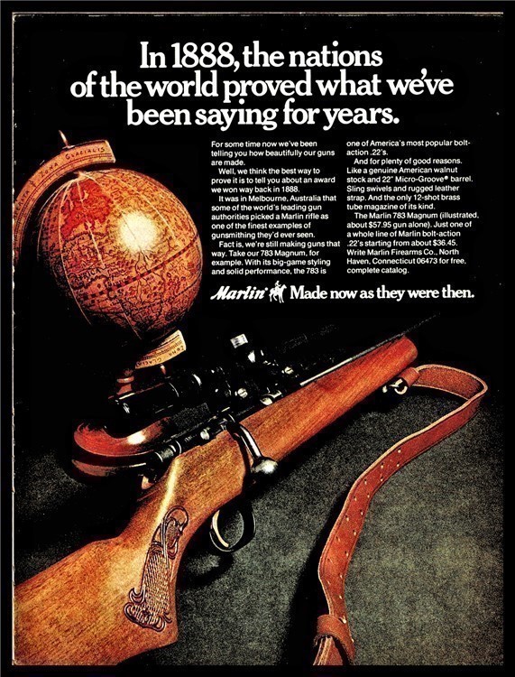 1972 MARLIN 783 Magnum Bolt-Action Rifle PRINT AD-img-0